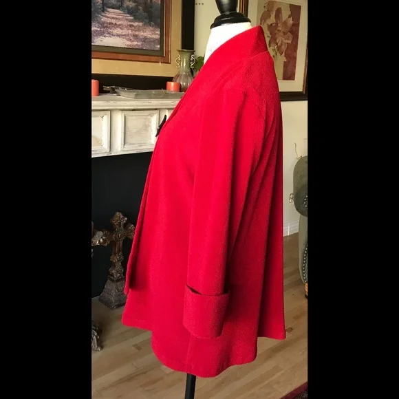 COVER CHARGE Asymmetrical Jacket / Topper Red One Fabulous Button Size S - Picture 4 of 8
